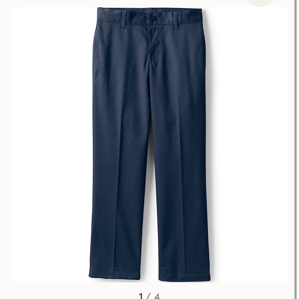 Lands End Boys Iron Knee Blend Plain Front Chino Pants sz 14